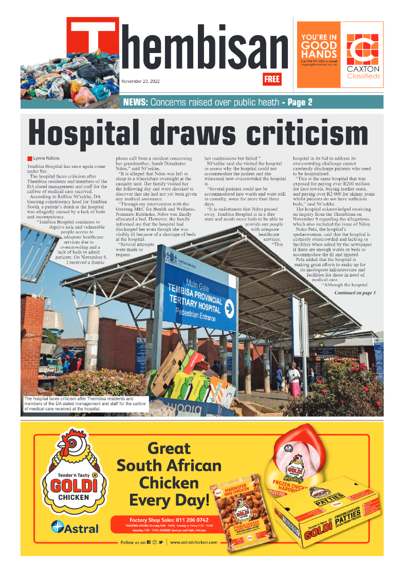 The Thembisan 23 Nov 2022 page 1