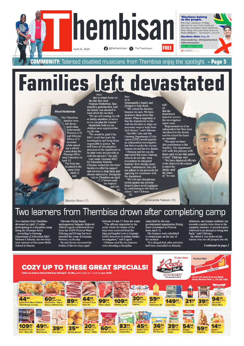 The Thembisan 26 April 2024 page 1