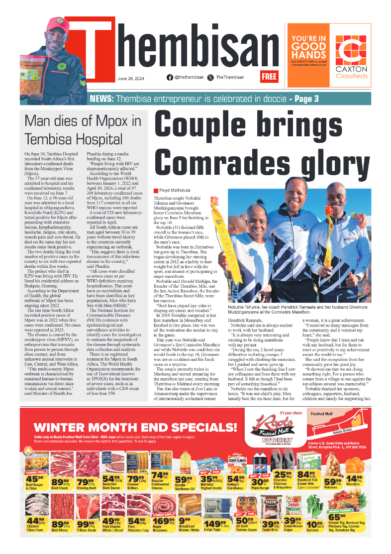 The Thembisan 26 June 2024 page 1