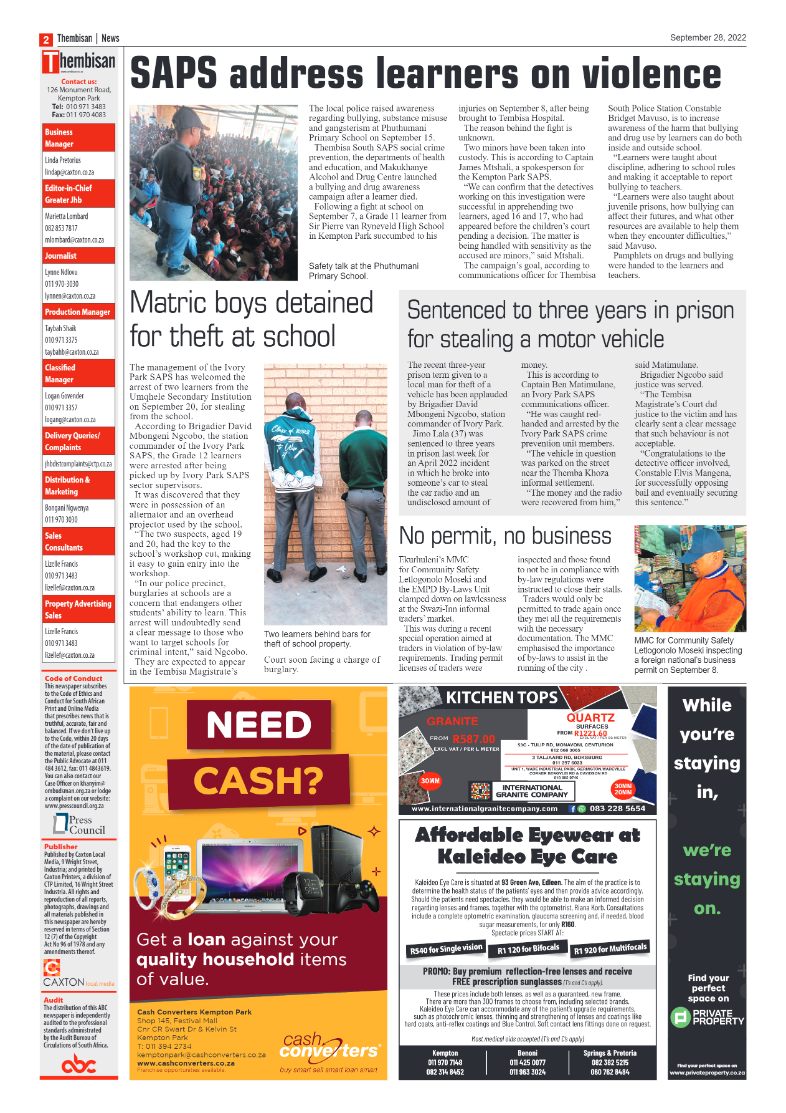 The Thembisan 28 Sep 2022 page 2