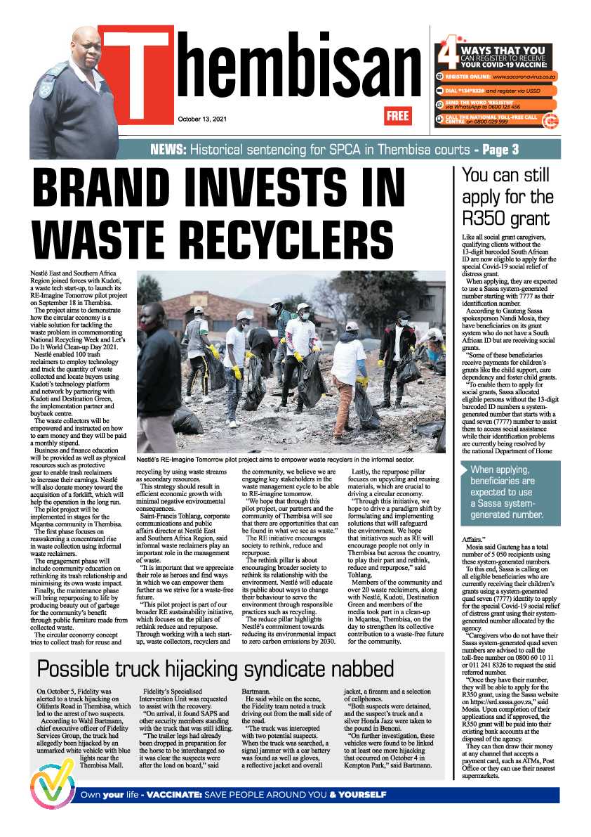 Thembisan 13 October 2021 page 1